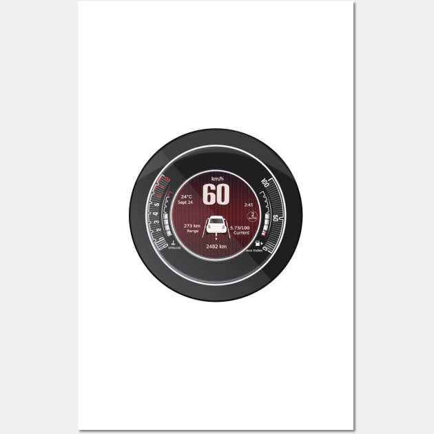 Fiat 500 Speedometer of the italian Fiat 500 Wall Art by Aurealis